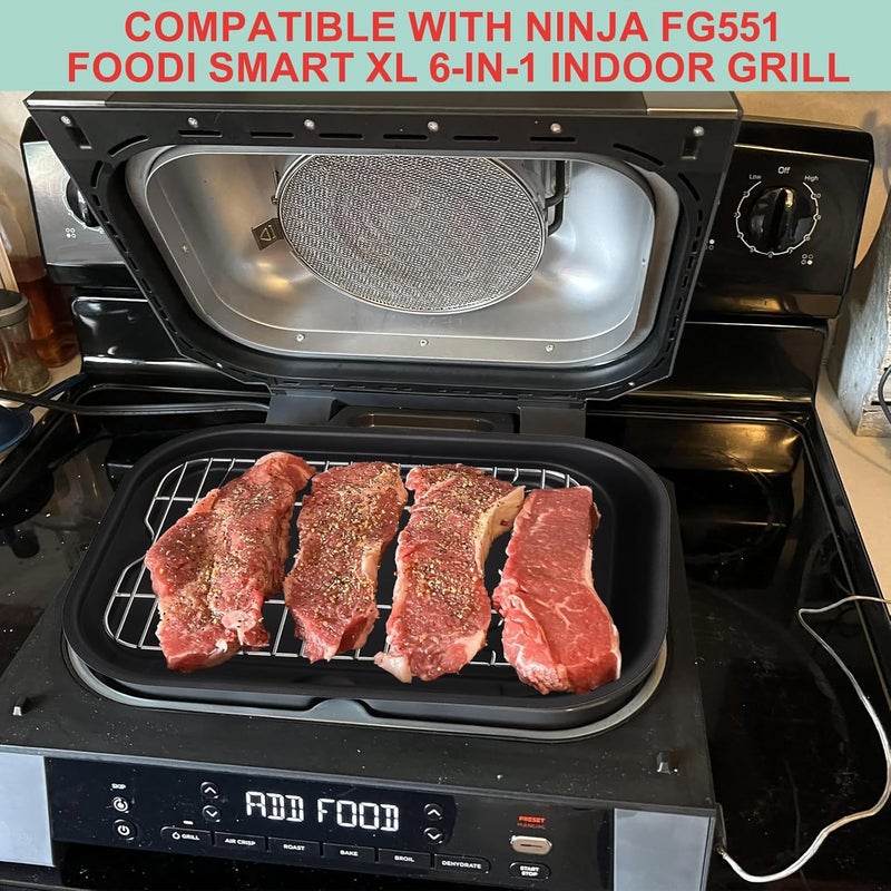 WEBROIL Non-Stick Griddle Pan, Stainless Steel Rack and Air Fryer Liners for Ninja FG551 Smart XL 6-in-1 Indoor Grill, Parts for Ninja Air Fryer Accessories with Disposable Parchment Paper, 100 Packs - Image 3